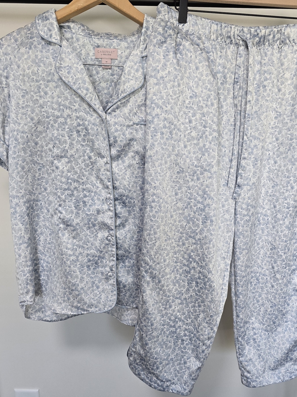 Cabernet Light Blue Floral Satin Pajama Set